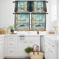 thumbnail image 3 of Window On The Ocean Kitchen Curtains Valances and Tiers Set of 3 Wave Cloud Tier Curtains and Valance with Rod Pocket for Small Windows, 27.5"x36", 3 of 9
