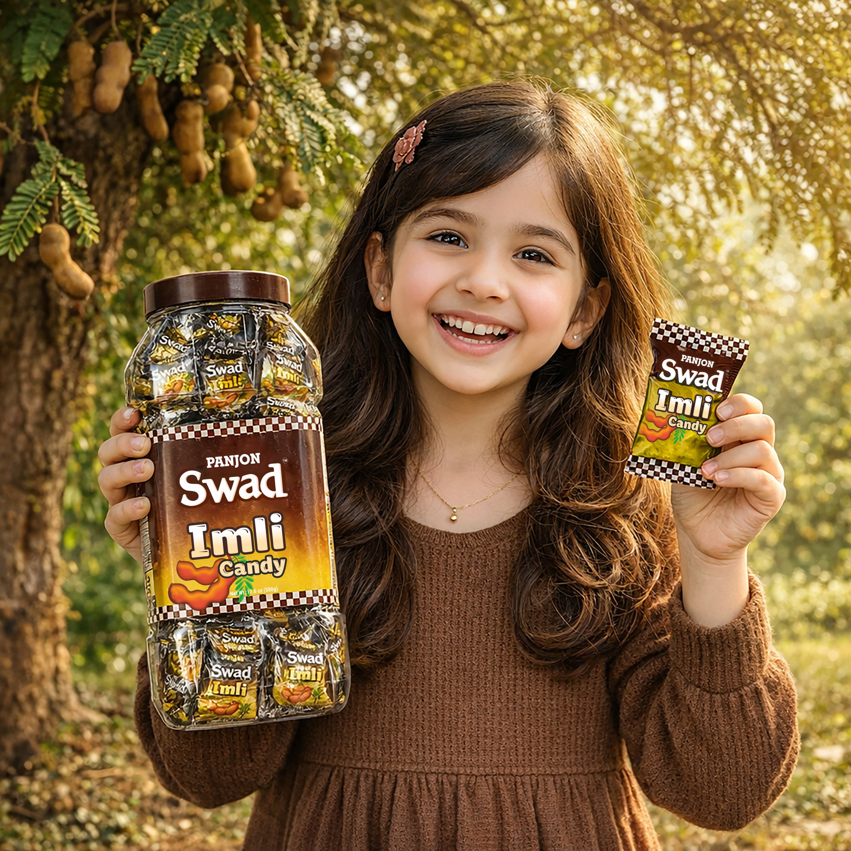 Panjon Swad Imli Candy 500g Jar – Tamarind Flavor Hard Candy | Sweet & Tangy Treat