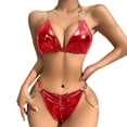 thumbnail image 1 of WZXFASHION Women Plus Size Underwire Lingerie Set Two Piece Underwear Lingerie Underwear Sleepwear Steel Chain Linked Underwire Lingerie Set Intimates Red XL, 1 of 8