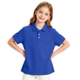 thumbnail image 3 of Girls Breathable Polo Shirt Kids Short Sleeve School Uniform Golf Shirt Casual Quick Dry Three-Button Polo Shirt 130, 3 of 7