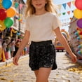 thumbnail image 2 of Byoo Party Sequin Shorts for Toddler Girl Elastic Waist High Rise Casual Shorts Kids Dance Soft Pants, 2 of 5