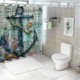 thumbnail image 7 of Creowell  Ocean Coastal Shower Curtain for Bathroom, Beach Theme Anchor Nautical Starfish Seashell Decor Bath Curtains, Retro Blue Wooden Vintage Waterproof Fabric Shower Curtain White, 7 of 7