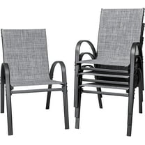 REKHH Patio Chairs Teslin Stackable Outdoor Chairs Dining Chairs Set of 4 for Lawn Balcony Porch Outside ,Grey