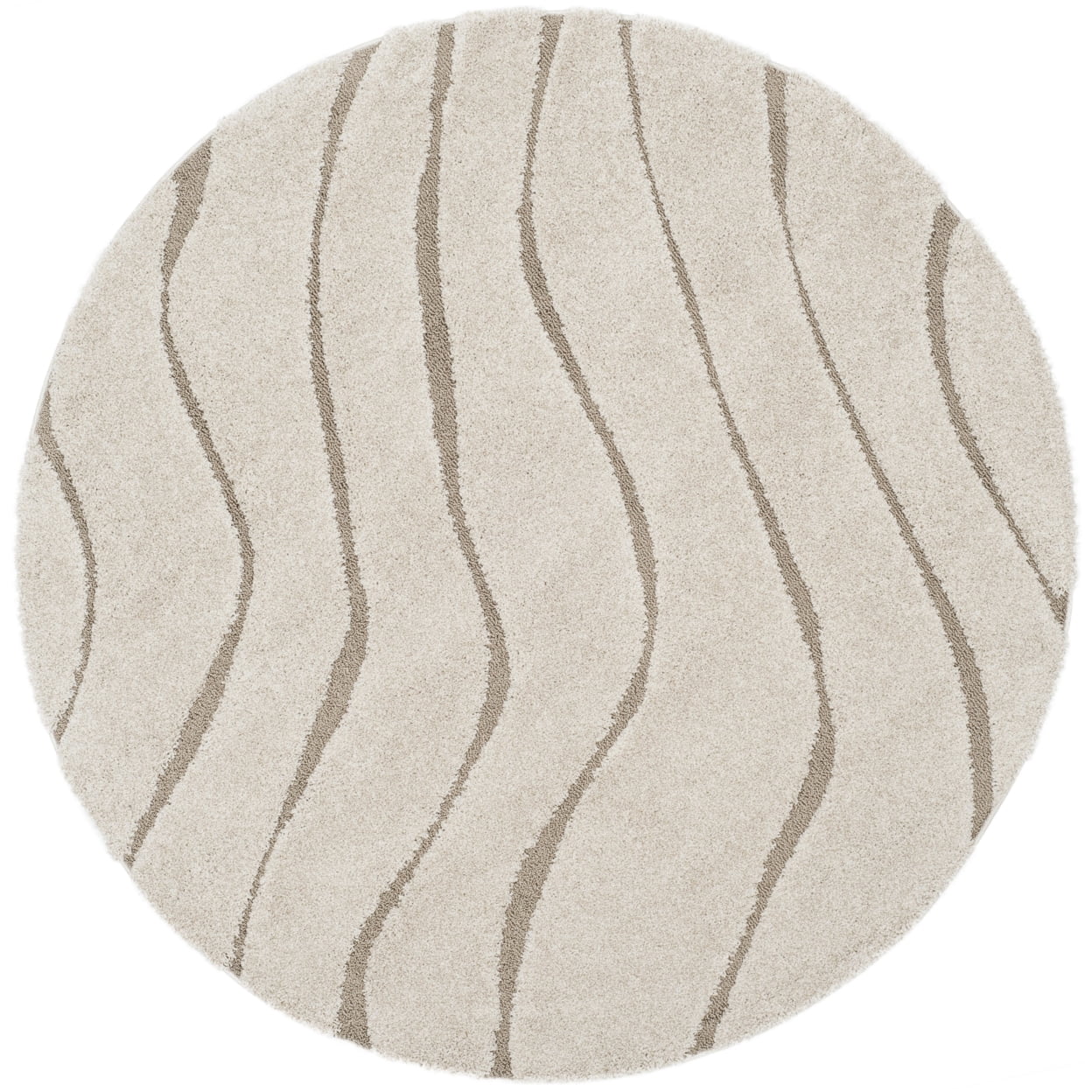 SAFAVIEH Florida Tabitha Geometric Waves Shag Area Rug, Cream/Beige, 5'3" x 7'6"