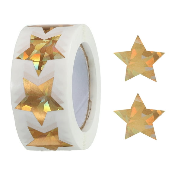 Unique Bargains Laser Star Stickers 1 Inch 1 Roll DIY Adhesive Sparkling Labels Notes, Greeting Cards, 500 Count/Roll Gold Diamond
