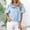 Blue, variant on Womens Striped Shirts Short Puff Sleeve Button Down Tunic Tops 2026 Summer Ruffle Work Tops Stand Collar Trendy Loose Blouses Going Out Tops Business Casual Outfits Airport Travel Tees