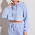 thumbnail image 4 of Oplxuo Women's Cropped Hoodies Sweatshirts Casual Basic Long Sleeve Pullover Solid Color Loose Y2K Fall Clothes, 4 of 5