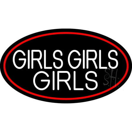 Red Girls Girls Girls Strip With Red Border LED Neon Sign 13 x 24 - inches Black Square Cut Acrylic Backing, with Dimmer - Premium built indoor Sign for Strip Club, Dance club, Décor, Bar.