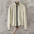 thumbnail image 3 of Suéter de punto para hombre, con cuello y cremallera, ropa para hombre, cárdigan con cremallera empalmada, sudadera negra, réplica informal de alta calidad TX, 3 of 5