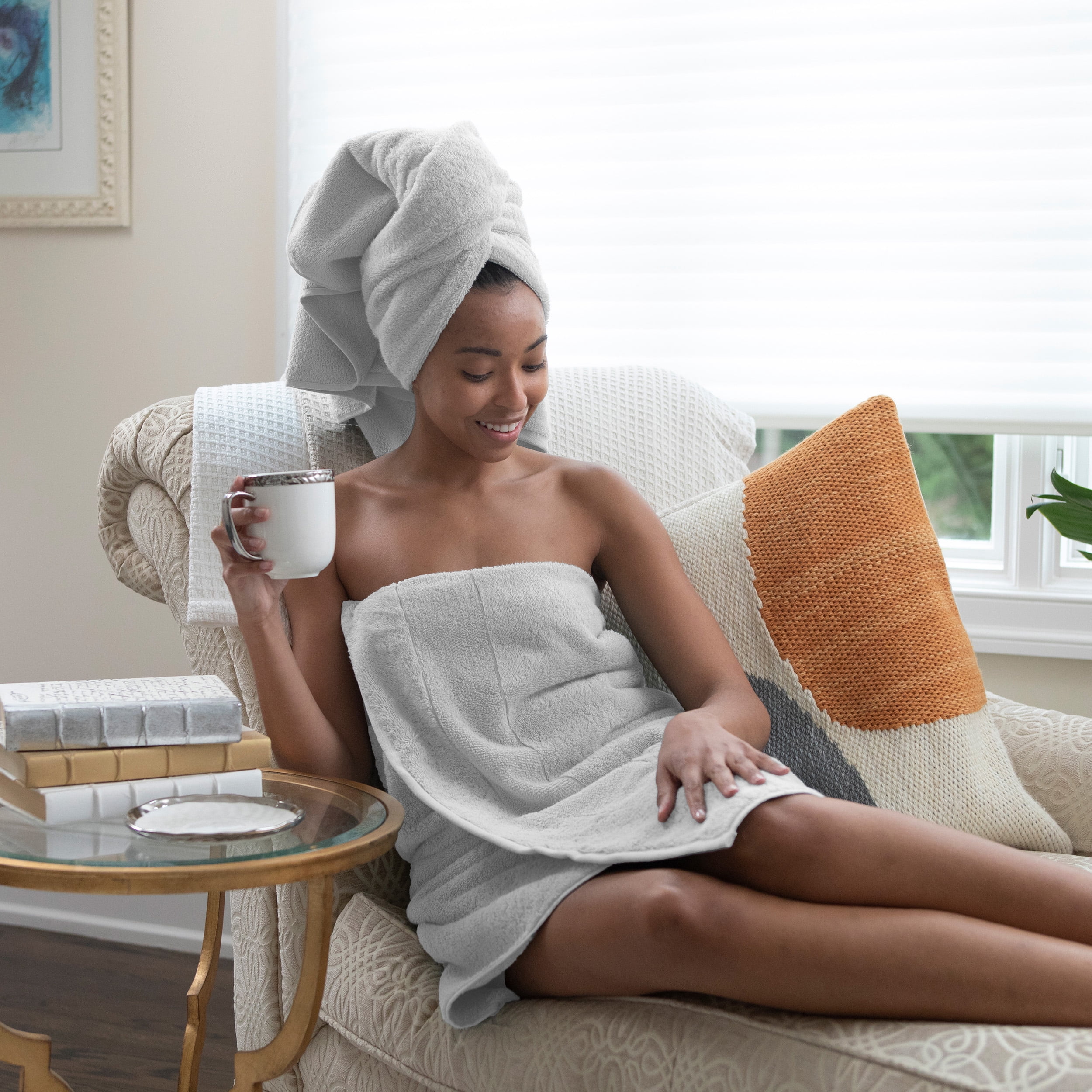Aston & Arden Turkish Cotton Bath Towels (2-Pack), Thick 600 GSM, 30x60 in., Ultra Soft and Plush, Solid Light Grey