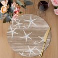 thumbnail image 3 of Brown Coastal Round 15 Inch Placemats Set of 6, Summer Ocean Waves Ombre Sea Starfish HeatResistant Non Slip Place Mats for Dining Table, Wipeable Braided Kitchen Table Mats for Housewarming, 3 of 9