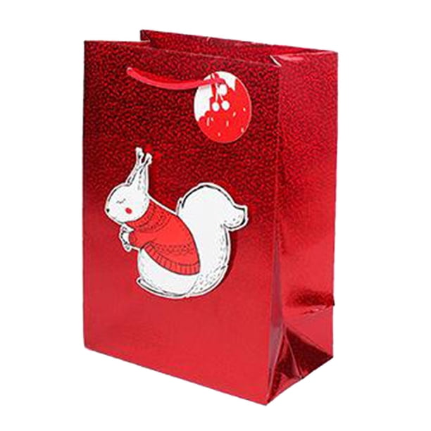 Bolsa de ecológica, bolsas de papel brillante, bolsas navideñas con asa de cuerda resistente, bolsas de navideñas para empresas, dia Ardilla DYNWAVEMX Bolsas para envolver galletas panadería