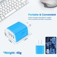 thumbnail image 2 of USB Charger Block,FiveBox USB Wall Charger Block with 3PACK Android Type C USB C Charging Cables 6ft 3.1A Three Port USB Wall Charger Adapter USB Brick Phone Charger Plug Fast Charging Block(Blue), 2 of 8
