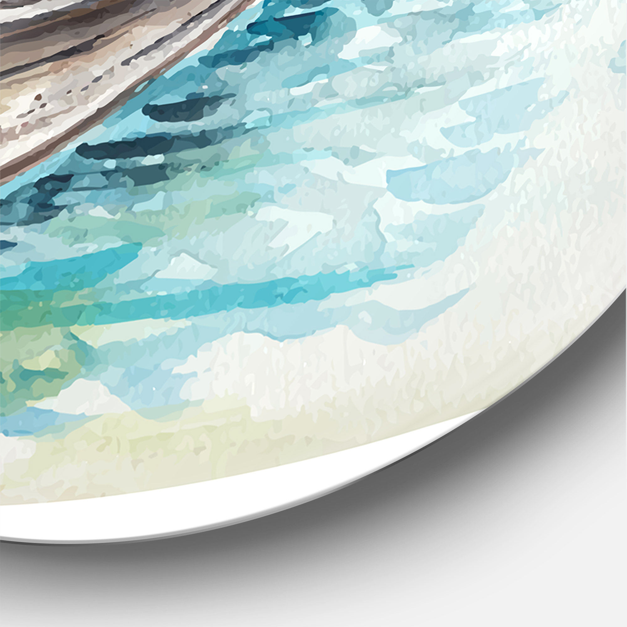 Designart 'Little Boat At The Lake Shore' Nautical & Coastal Circle Metal Wall Art 29x29 - Disc of 29