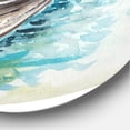 thumbnail image 3 of Designart 'Little Boat At The Lake Shore' Nautical & Coastal Circle Metal Wall Art 23x23 - Disc of 23, 3 of 5