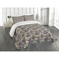 thumbnail image 3 of Ambesonne Moroccan Quilted Bedspread Set 3 Pcs, Tunisian, Queen Size, Dark Orange Slate Blue, 3 of 5