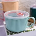 thumbnail image 6 of Microwavable Soup Bowl with Handle and Lid 30.4 OZ Ceramic Cereal Bowls Soup Mugs, 6 of 6