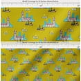 thumbnail image 2 of Soimoi Yellow Cotton Cambric Fabric Clock Tower,Airplane & Forklift Truck Transport Printed Fabric 1 Yard 56 Inch Wide, 2 of 7