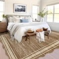 thumbnail image 3 of Towallmark 9x12 Washable Area Rug, Ultra Soft Low Pile Non-Slip Carpet, Modern Scalloped Print Floor Mat for Living Room Bedroom Home Decor, Brown, 3 of 9