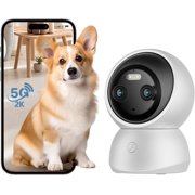 Lens 2K Security Camera Indoor,360° Pet Camera Indoor, 2.4/5GHz WiFi, Motion Tracking, Color Night Vision,One-Touch Call, Motion Detection for Dog/Baby/Elder Monitoring,Compatible with Alexa