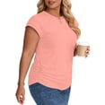 thumbnail image 4 of UVN Womens Blouses Summer Crew Neck Vacation Shirt for Women Cap Sleeve Dressy Casual Pleated Tops, 4 of 9