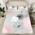thumbnail image 2 of jejeloiu Pink Gray Flower Full Size Sheets,Boho Bohemian Floral Bed Sheets,Japanese Exotic Style Sheet Sets For Girls Kids,Luxury Bedroom Decor,4 Pieces, 2 of 7