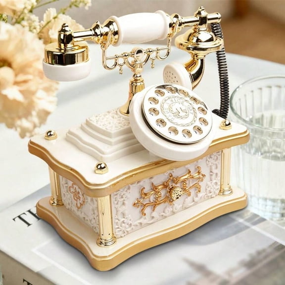 8-Tune Hand-Cranked Retro Rotary Telephone Music Box - Old-Fashioned Decorative Statue for Home Desktop, Halloween & Christmas Gifts