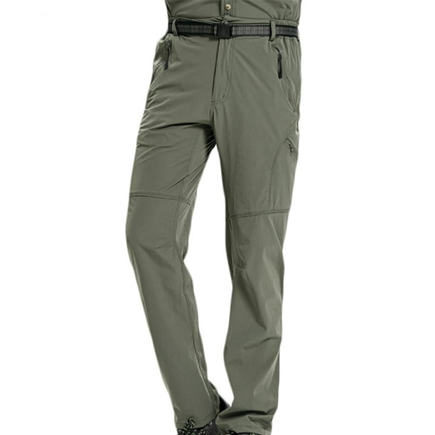 Pantalones largos para hombre, de color liso, lavados, elásticos, para exteriores, para montañismo, secado rápido, informales, de Taslan