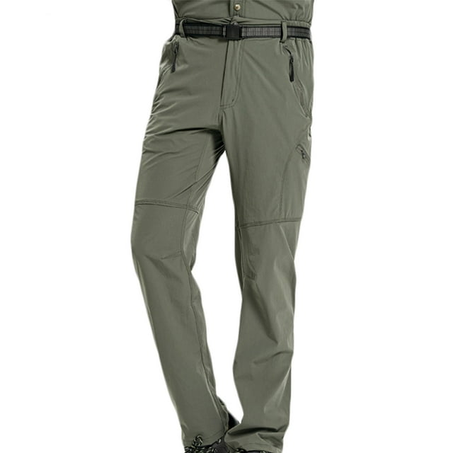Pantalones largos para hombre, de color liso, lavados, elásticos, para exteriores, para montañismo, secado rápido, informales, de Taslan
