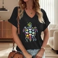 thumbnail image 2 of XIAOCHA Women's V Neck Graphic T-Shirt For Casual Spring And Summer Everyday Wear, 2 of 4