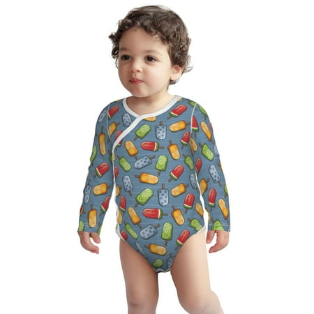 

Fotbe Fruit Ice Cream Pattern Unisex-baby Long-sleeve Bodysuit Long Sleeve Bodysuits One-piece 100% Organic Cotton for Infant Baby Boys Unisex-2 Years