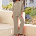thumbnail image 2 of Women's Linen Two Piece Casual Set Breathable Loose Home and Outfit, 2 of 7
