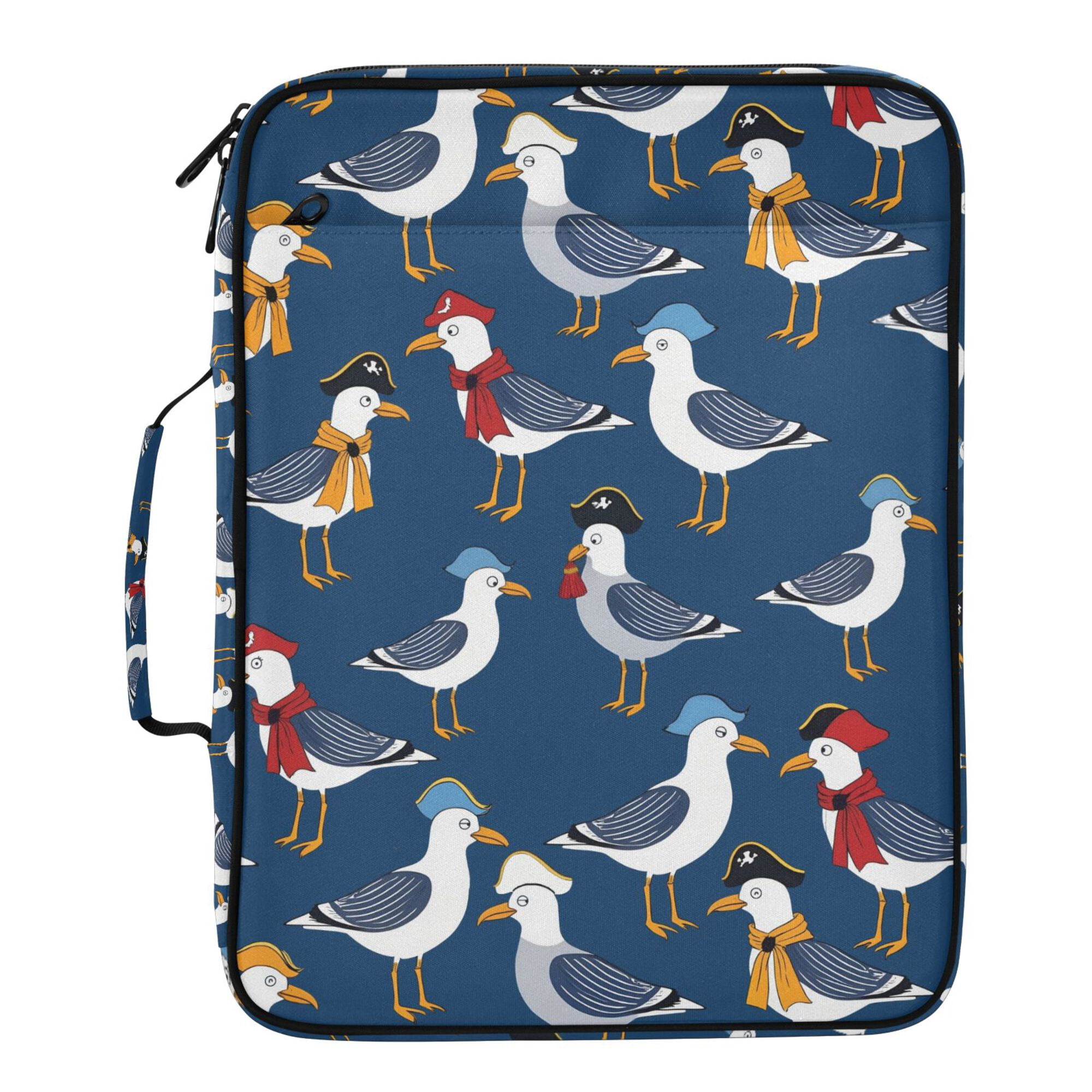 FORMRS Accordion File Folder A4 Size 7-Pocket Expanding Document Organizer Bag with 3 Ring Binder, Blue Cartoon Birds Pattern