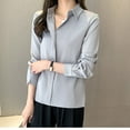 thumbnail image 7 of Lenpel Women's Dressy Casual Blouses Long Sleeve V Neck Solid Color Business Work Tops Trendy Spring Fall Outfits, 7 of 7