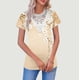 thumbnail image 2 of V Cuello Manga Corta Tops para las Mujeres Casual Botón Impresión Blusa de la Moda de Verano Tee, Ligero Mujer de Verano Tops, 2 of 5