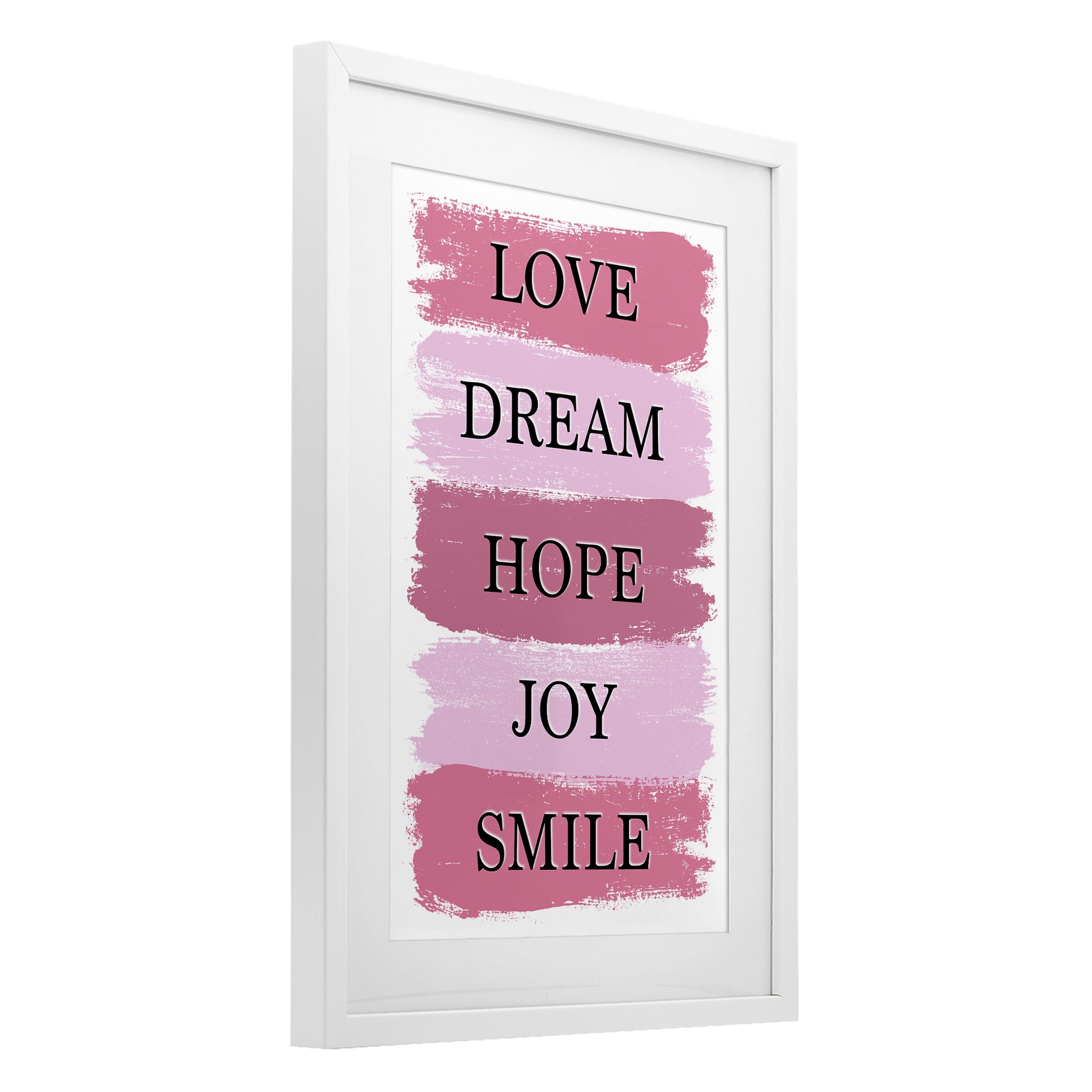 Stupell Industries Love Dream Hope Joy Smile White Framed Print Under Glass, design by Martina Pavlova