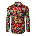 thumbnail image 2 of 70s Outfits for Men Long Sleeve Casual Button Down Shirt Disco Hop Casual Paisley Floral Vintage Shirt Red M, 2 of 4