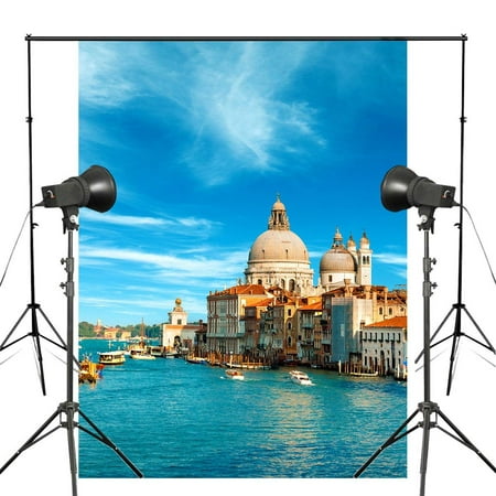 Image of ABPHOTO Polyester 5x7ft Blue Sky Aquatic-city Photography Background Venetian Paradise Backdrop Lanscape Theme Studio Props Wall