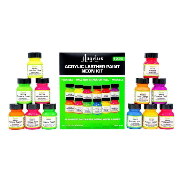 Kit De 12 Pinturas Acrilicas Neon Colores 29Ml Angelus