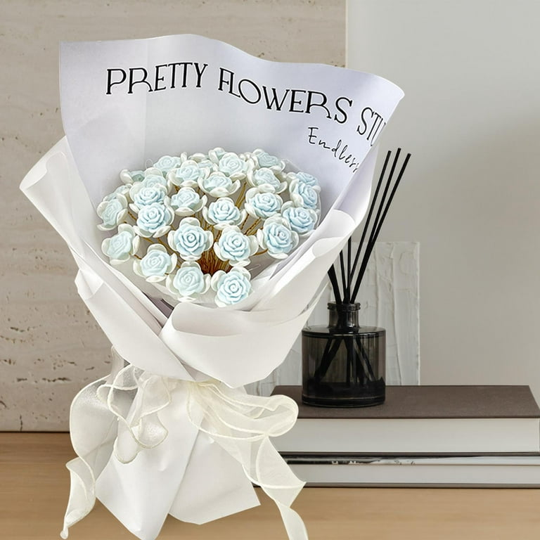 Bouquet Making Material with Paper Wrap with Gift Bag Wife Gift Flower Bouquet  Accessories, DIY Rose Bouquets Artificial Flowers for Party 33 Blossom 