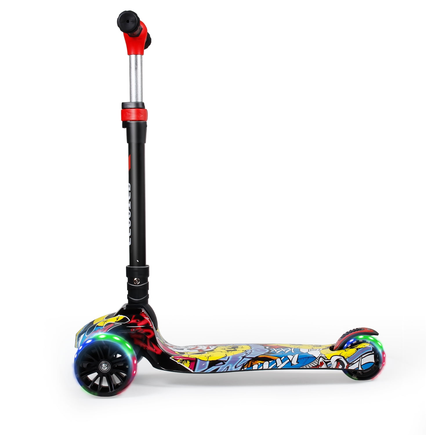 3 Wheels Pu Flashing Wheel Glider Scooters Adjustable Kick Scooter for
