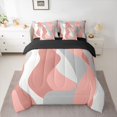 thumbnail image 2 of jejeloiu Modern Geometric Striped 7pcs Bedding Comforter Set,Pink White Gray Queen Bedding Sets For Girls Kids Reversible, 2 of 8