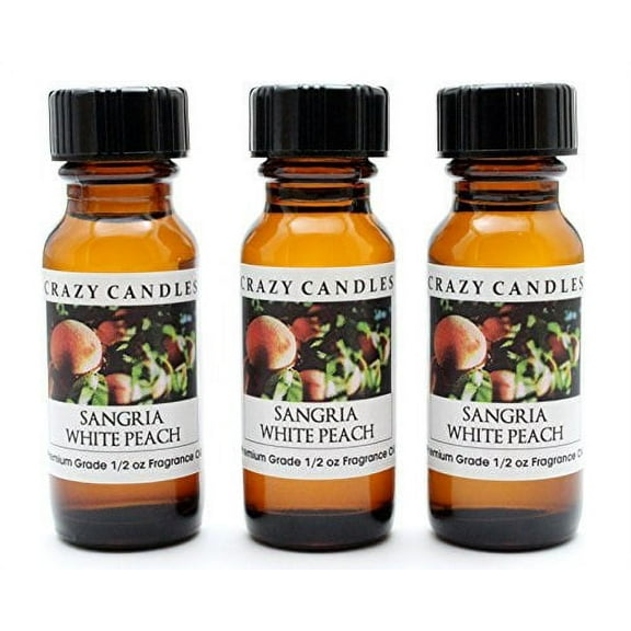 Sangria White Peach 3 Bottles 1/2 FL Oz Each 15ml Premium Grade Scented Fragrance Oil by Crazy Candles