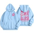 thumbnail image 1 of Pink Graphic Hoodie For Women 2024 Cute Preppy Sweatshirt Long Sleeve Drawstring Pullover Tops With Pockets, 1 of 5