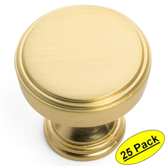 25 Pack - Cosmas 1940BG Brushed Gold Cabinet Hardware Round Knob - 15/16" Diameter