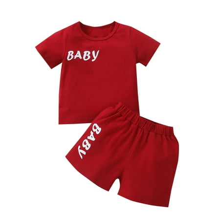 

Infant Summer Baby Casual Shorts Set Simple Home Wear Set For Boys And Girls Clothing Set Tops Shorts Outfits