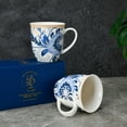 thumbnail image 5 of STP GOODS Melodie de Fleurs Porcelain Mug Set of 2 pcs 13.5 fl oz (400 ml) Floral Mugs Coffee and Tea Mugs for Latte Cocoa Chocolate, White and Blue, 5 of 7