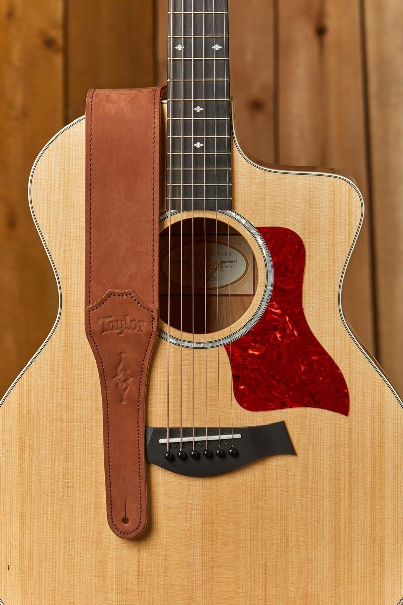Taylor Gemstone 2.5" Sanded Leather Guitar Strap - Medium Brown Sanded Suede
