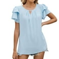 thumbnail image 4 of Dgankt Summer Tops Women's Solid Color Short Sleeved Round Neck Casual Top/shirt Blouses, 4 of 9