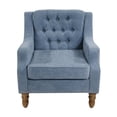 thumbnail image 2 of Upholstered Accent Chair for Living Room, Linen Fabric Sofa Chair with Button Tufted Backrest and Armrest, Comfy Armchair Chair for Bedroom Living Room Office (Blue), 2 of 7